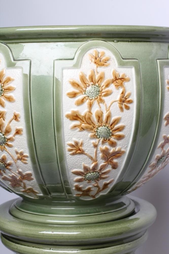 A BURMANTOFTS FAIENCE JARDINIERE AND STAND Image