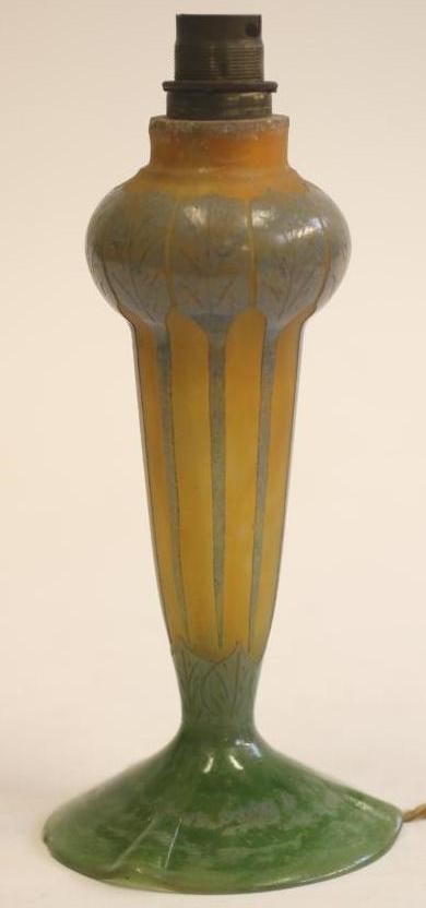 A VERRIERE SCHNEIDER GLASS ELECTRIC TABLE LAMP BASE Image