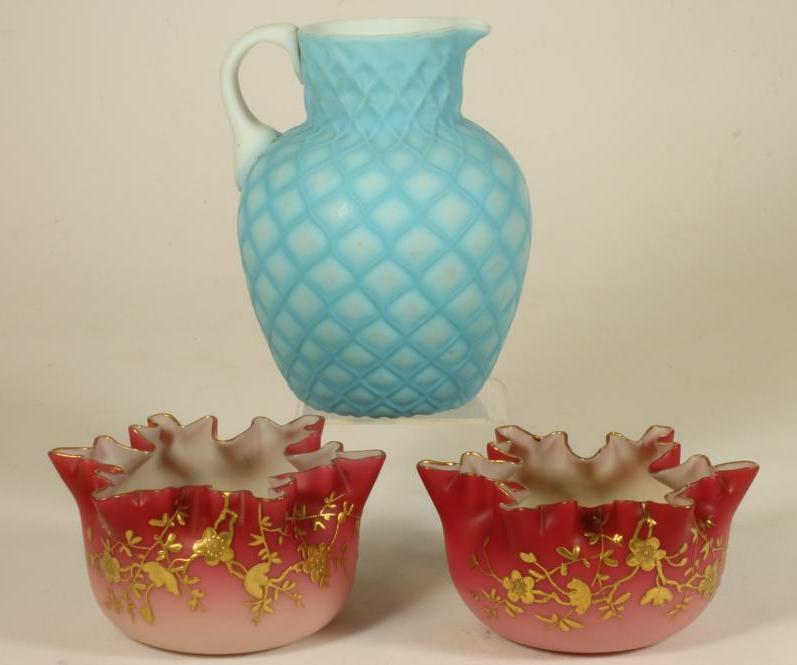 A PAIR OF SATIN GLASS BOWLS Image
