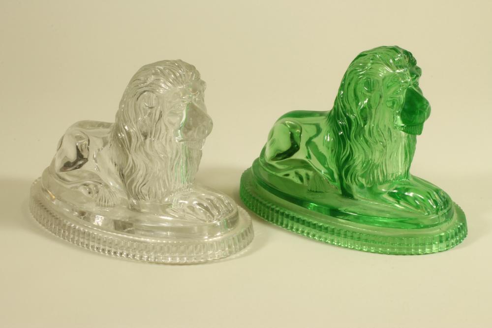 TWO VICTORIAN JOHN DERBYSHIRE GLASS "LANDSEER LIONS" 1872 Image
