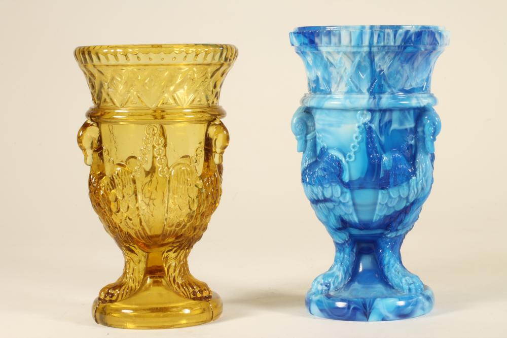 TWO VICTORIAN SOWERBY GLASS VASES Image