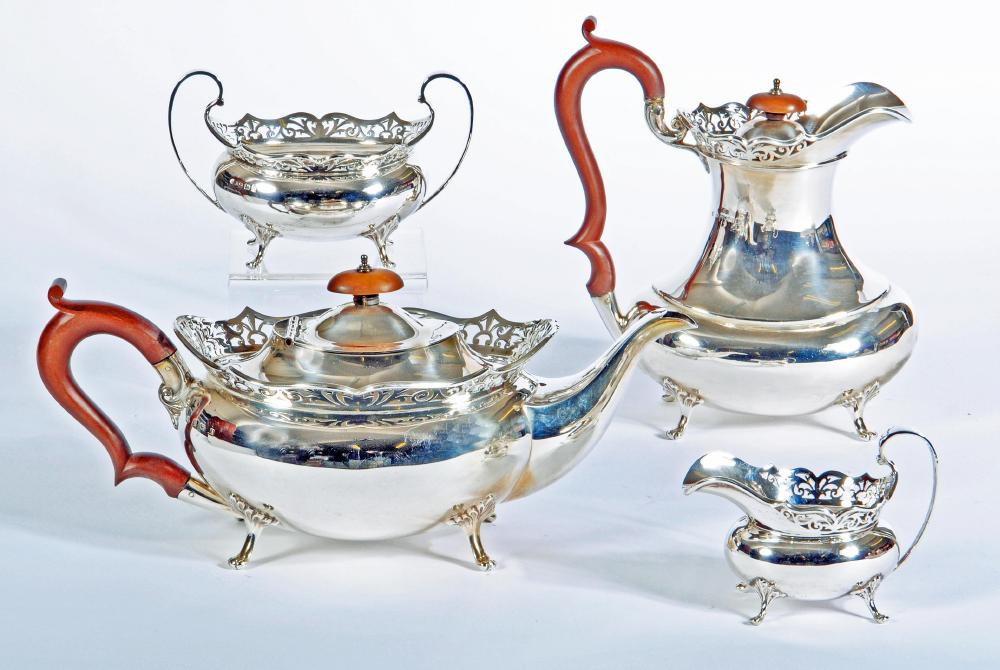 A COMPOSITE FOUR PIECE SILVER TEA AND COFFEE SERVICE Image