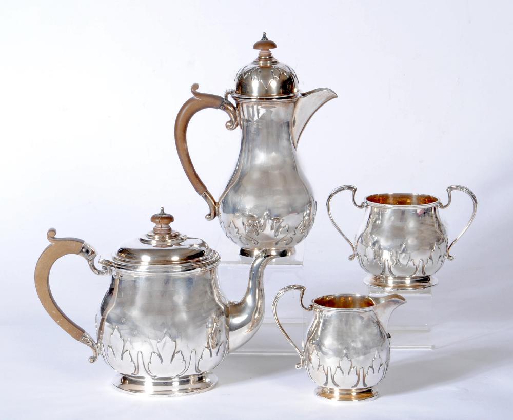 A COMPOSITE FOUR PIECE SILVER TEA SERVICE Image