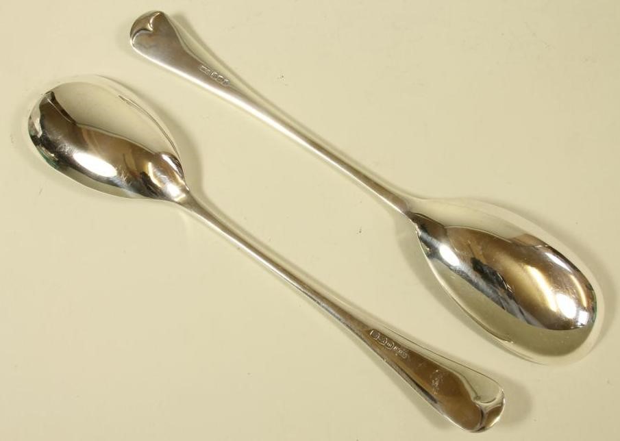 A PAIR OF SILVER SALAD SERVERS Image