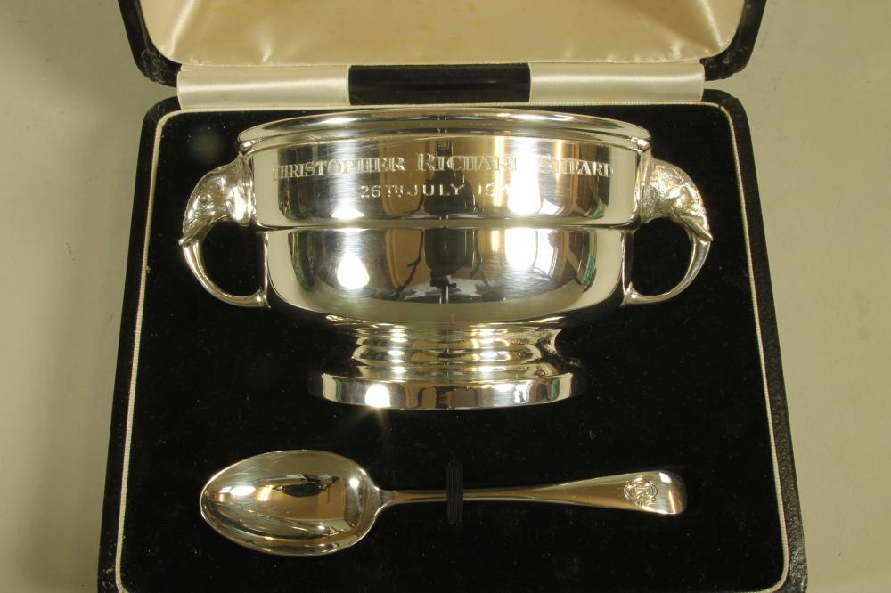 A SILVER CHRISTENING BOWL Image