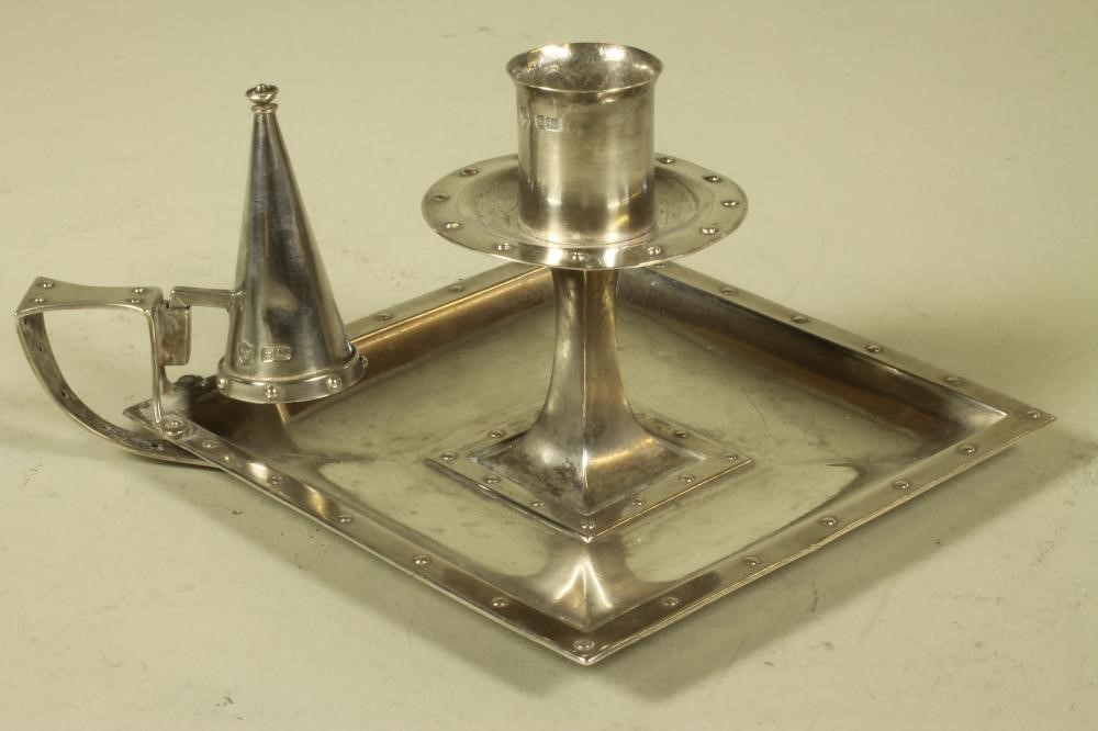 AN ARTS AND CRAFTS SILVER CHAMBERSTICK Image