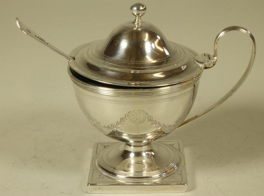 A GEORGE III SILVER PEDESTAL MUSTARD Image