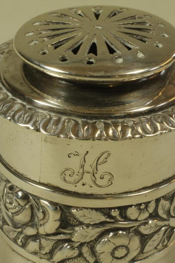 A GEORGE IV SILVER PEDESTAL POUNCE POT Image