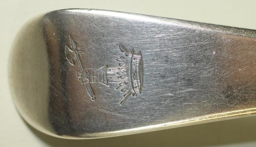 A SET OF THREE LATE GEORGE III SILVER TABLESPOONS Image