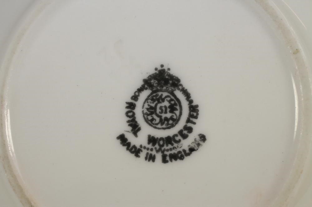 A ROYAL WORCESTER CHINA COFFEE CAN AND SAUCER Image