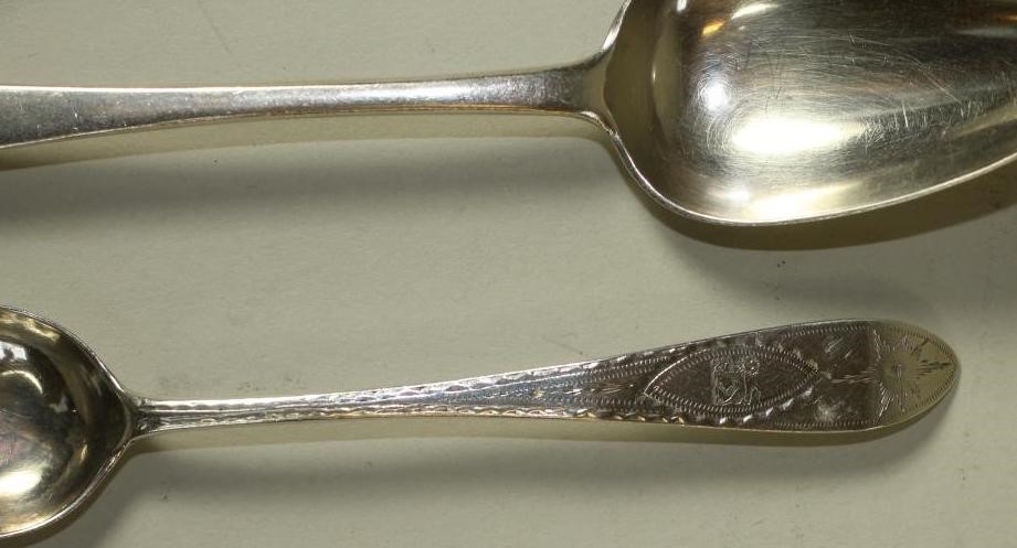 A COLLECTION OF IRISH GEORGE III SILVER FLATWARE including a Celtic point pattern teaspoon Image