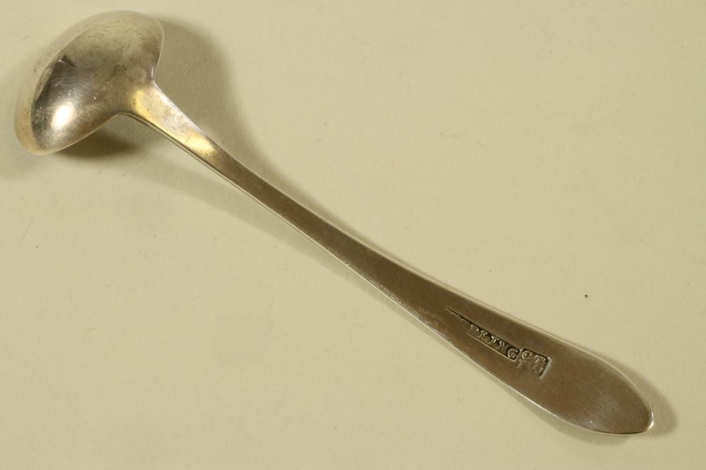 A LATE GEORGE III IRISH SILVER MUSTARD SPOON Image