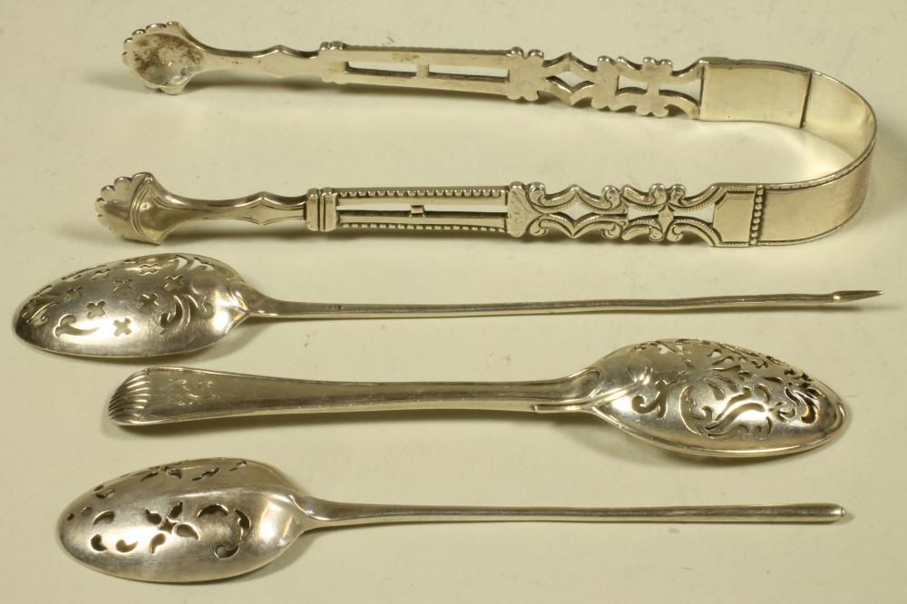 TWO 18TH CENTURY SILVER MOTE SPOONS Image