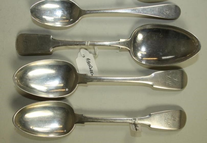ABERDEEN SILVER -  a pair of mid 19th century Fiddle pattern toddy ladles Image