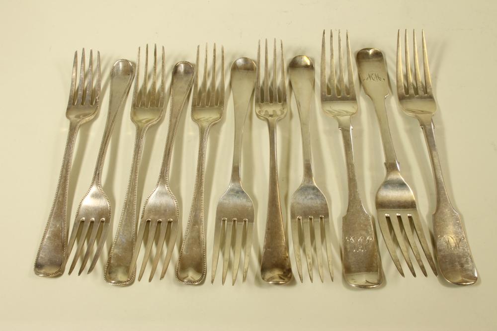 A PAIR OF LATE GEORGE III SCOTTISH SILVER TABLE FORKS Image