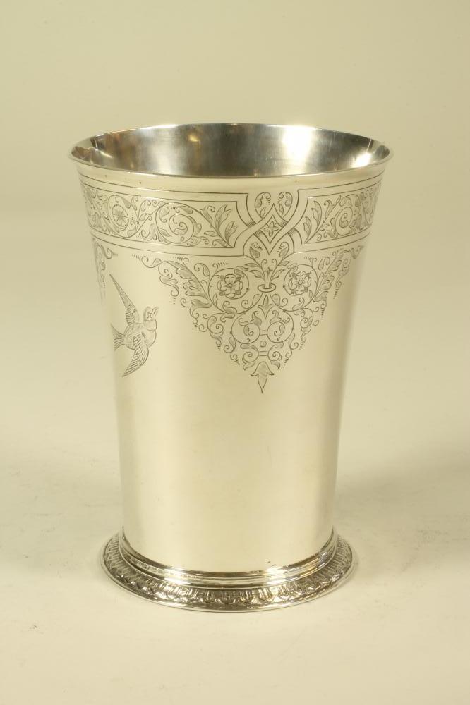 A LATE VICTORIAN SILVER BEAKER VASE Image