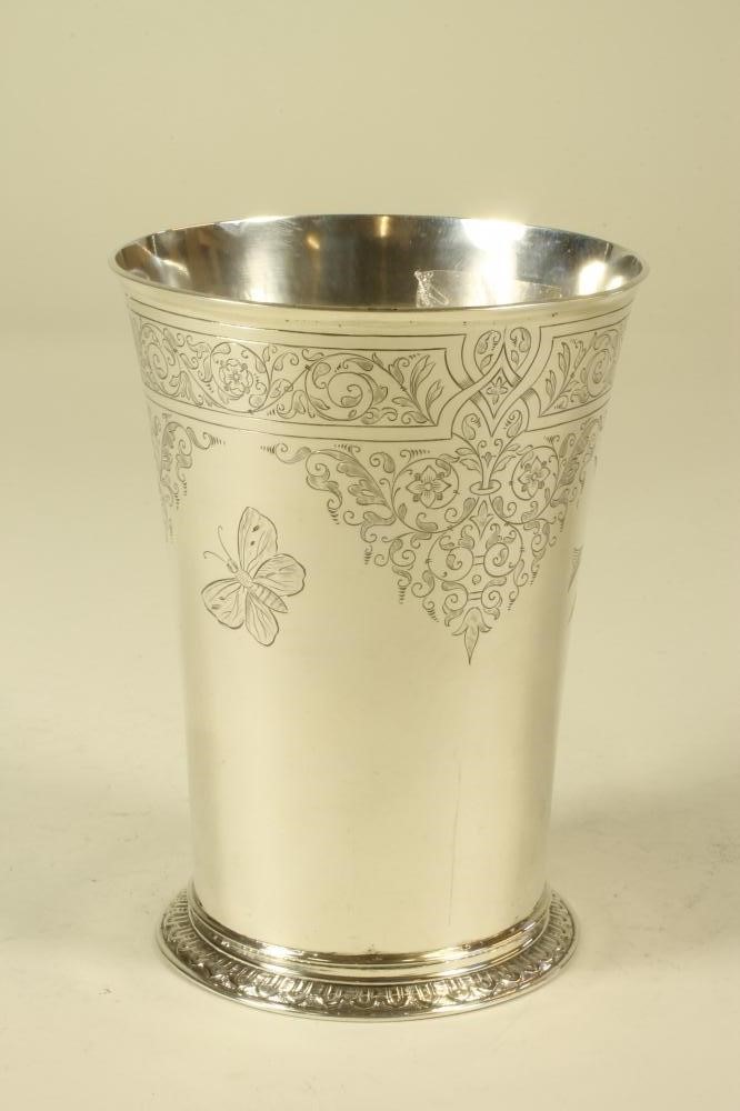 A LATE VICTORIAN SILVER BEAKER VASE Image