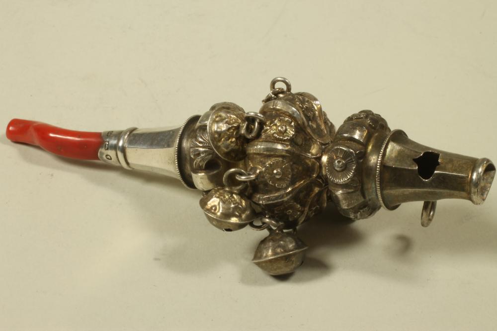AN VICTORIAN SILVER RATTLE/WHISTLE Image