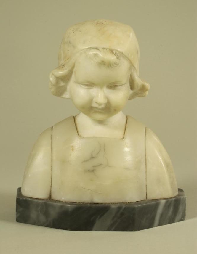 G.V. VORESBURGH - an alabaster bust of a young Dutch girl Image