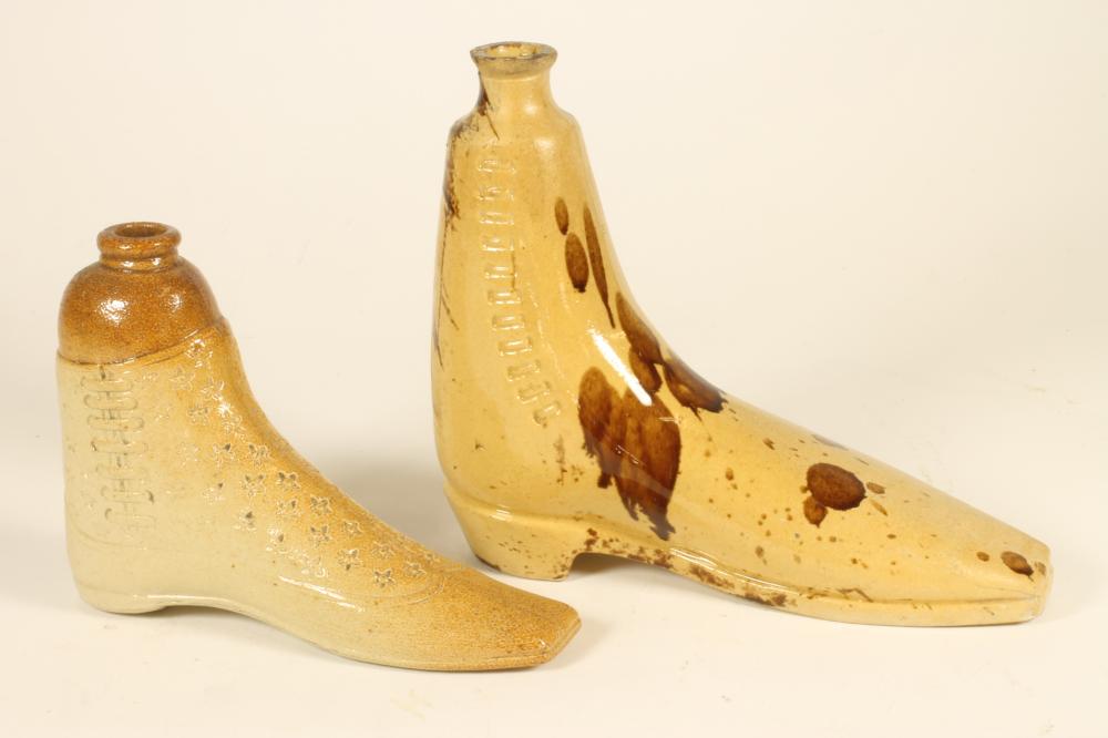 A SALTGLAZE STONEWARE SHOE WARMER Image