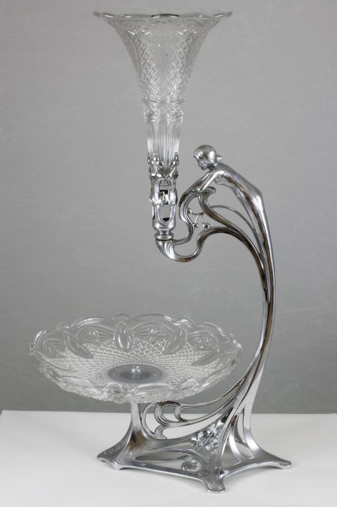 AN ART NOUVEAU WMF CHROME TABLE CENTREPIECE Image