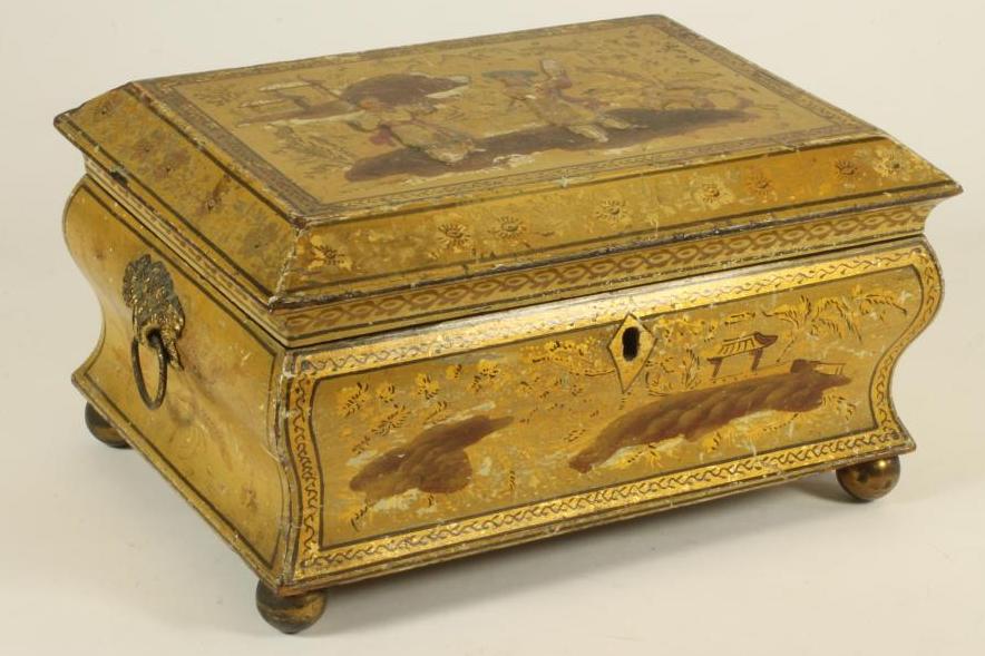 A REGENCY ENGLISH LACQUERED WORK BOX Image