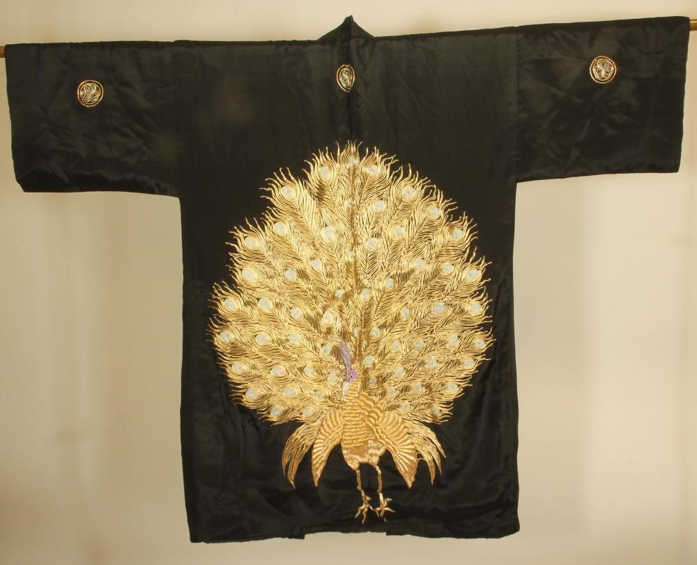 A JAPANESE BLACK SILK KIMONO Image