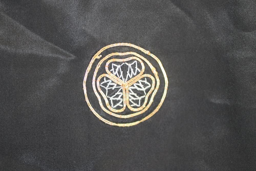 A JAPANESE BLACK SILK KIMONO Image