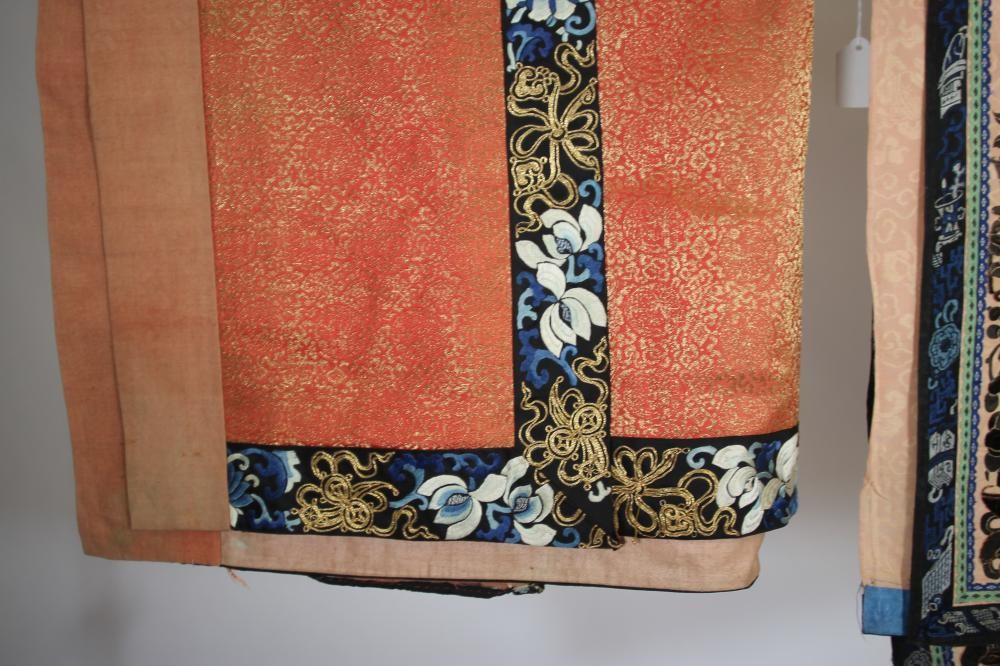 A CHINESE PALE APRICOT DAMASK SILK SKIRT Image