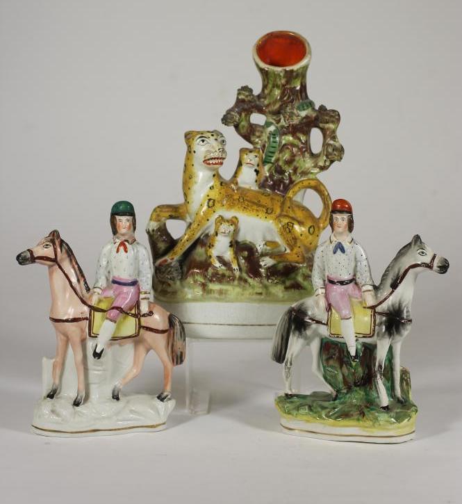 A STAFFORDSHIRE FLATBACK SPILL VASE Image