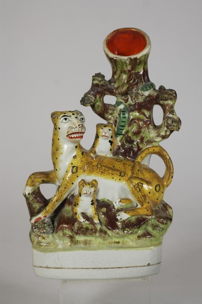 A STAFFORDSHIRE FLATBACK SPILL VASE Image