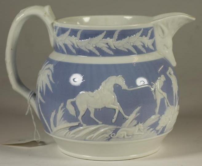 A STAFFORDSHIRE PORCELANEOUS JUG Image