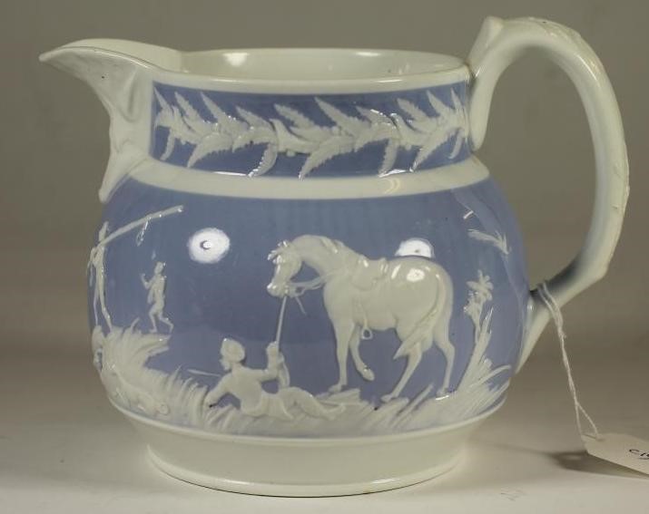A STAFFORDSHIRE PORCELANEOUS JUG Image