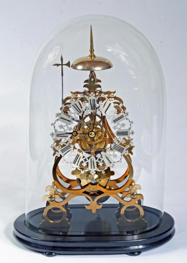 A BRASS SKELETON CLOCK Image