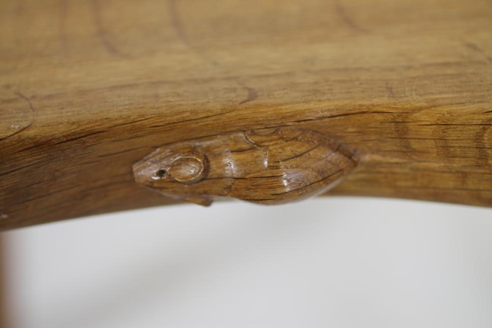 AN OAK STOOL  BY ROBERT THOMPSON Image