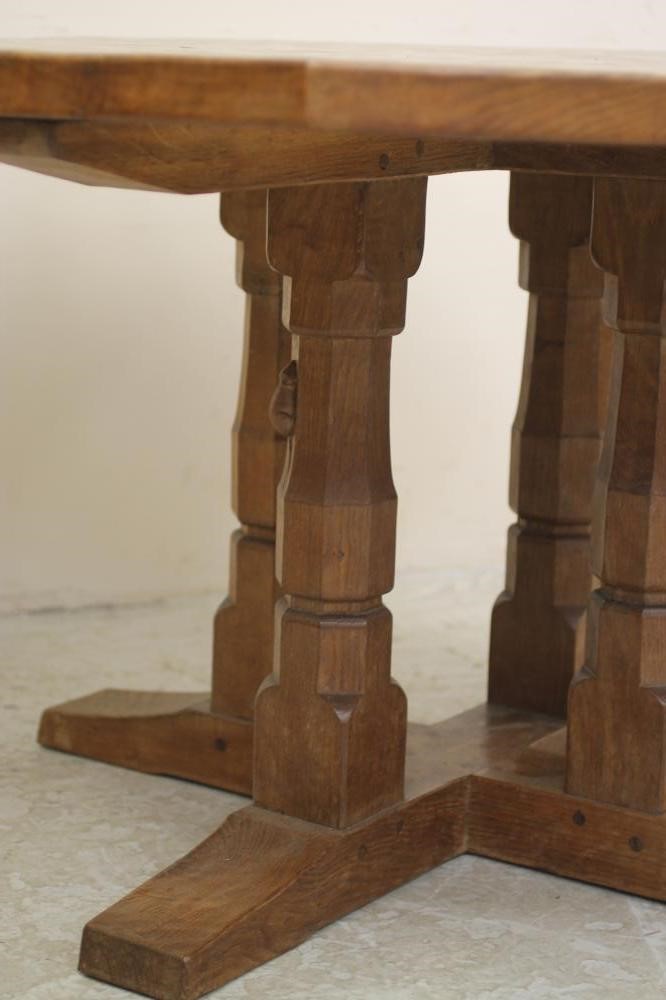 AN ADZED OAK DINING TABLE BY ROBERT THOMPSON Image