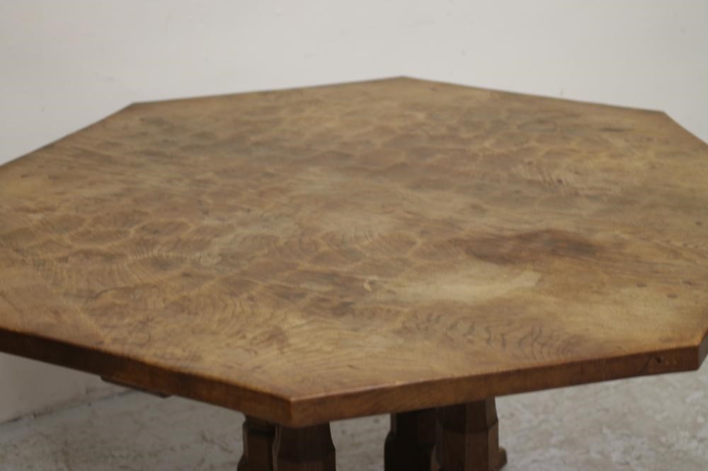 AN ADZED OAK DINING TABLE BY ROBERT THOMPSON Image