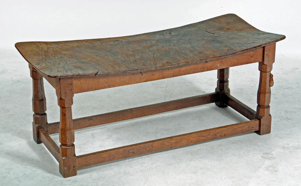 AN ADZED OAK STOOL BY ROBERT THOMPSON Image