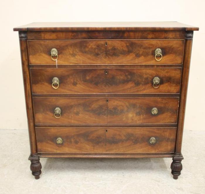 AN EARLY VICTORIAN MAHOGANY SECRETAIRE CHEST Image
