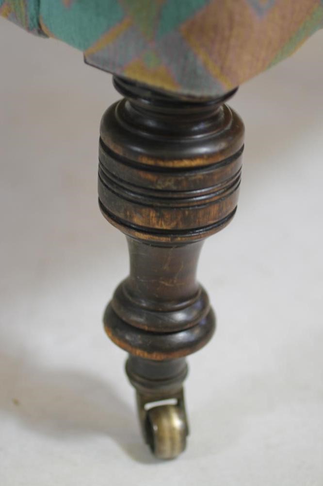 A VICTORIAN WALNUT FRAMED RECLINING CLUB ARMCHAIR upholstered in diamond pattern velvet Image