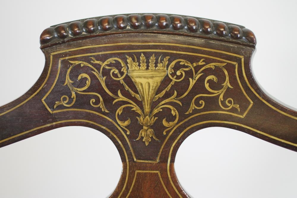 A LADY'S LATE VICTORIAN MAHOGANY ELBOW CHAIR upholstered in mustard dralon Image