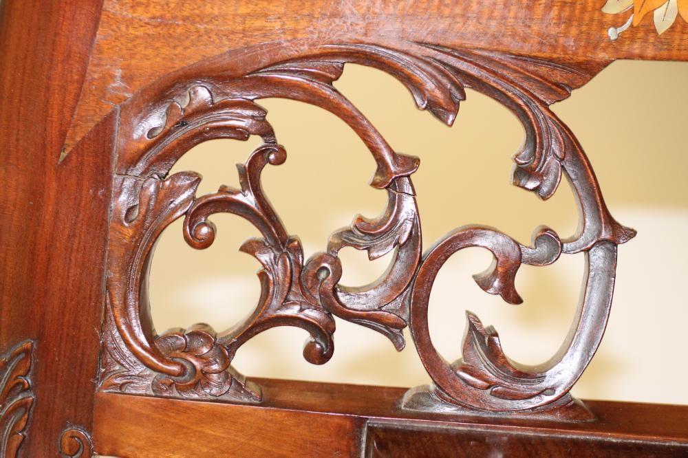 A LADY'S LATE VICTORIAN MAHOGANY ELBOW CHAIR upholstered in mustard dralon Image