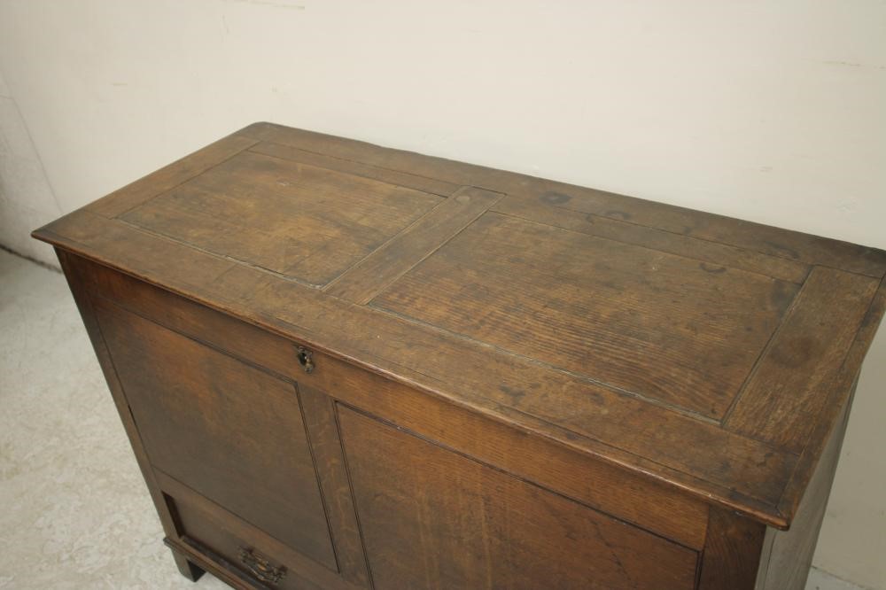 A GEORGIAN OAK FLUSH PANELLED CHEST Image