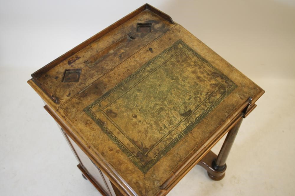 AN EARLY VICTORIAN BURR WALNUT DAVENPORT with stringing Image