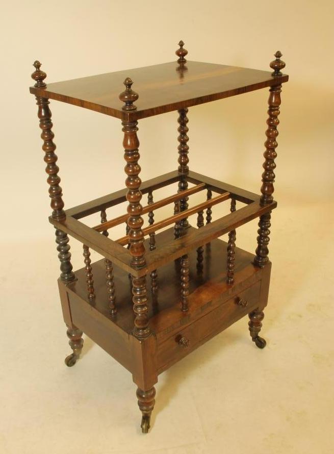 A VICTORIAN ROSEWOOD WHATNOT CANTERBURY of oblong form Image