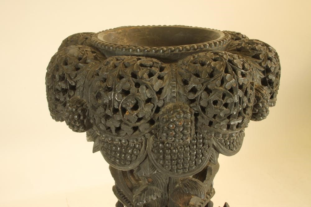 A BURMESE CARVED HARDWOOD JARDINIERE STAND Image