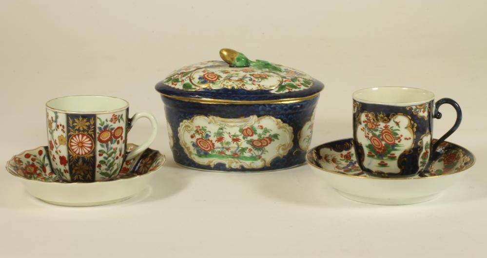 A FIRST PERIOD WORCESTER PORCELAIN COFFEE CUP AND SAUCER Image