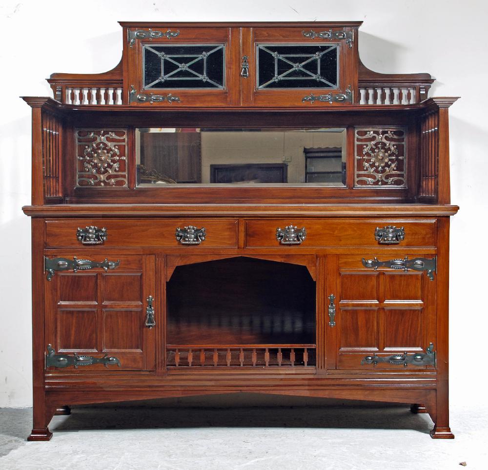 A VICTORIAN MAHOGANY ARTS AND CRAFTS STYLE SIDEBOARD Image