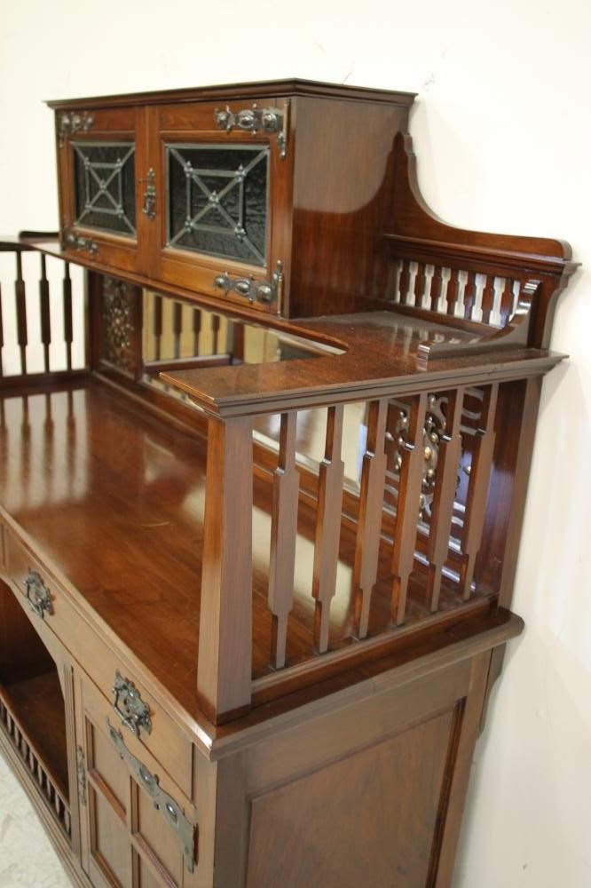 A VICTORIAN MAHOGANY ARTS AND CRAFTS STYLE SIDEBOARD Image