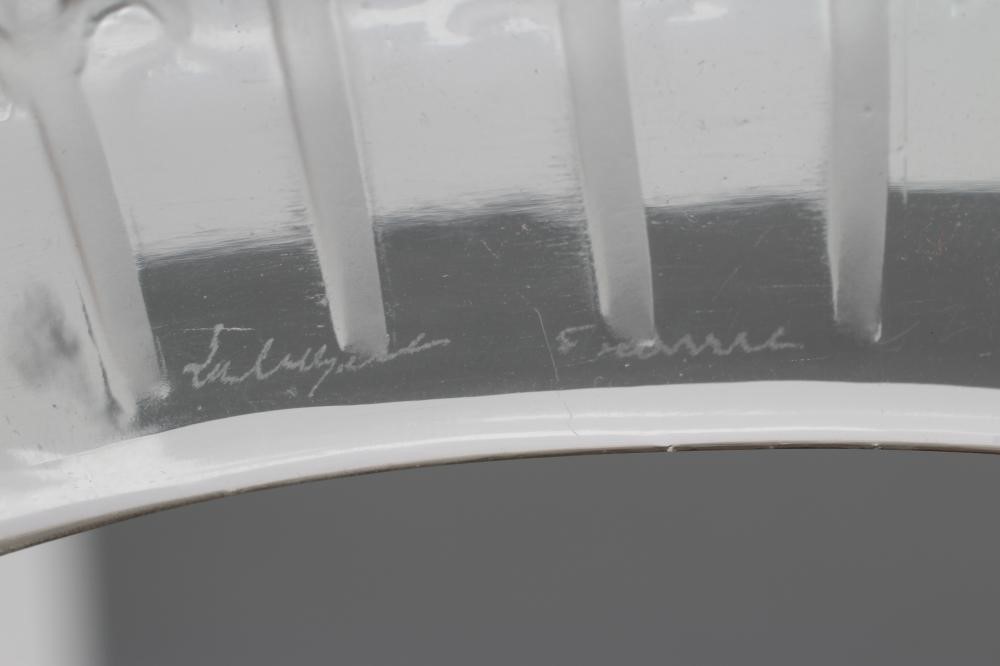 A SET OF SIX LALIQUE CLEAR GLASS CRESCENT HORS D'OEUVRES DISHES moulded and frosted with ears of Image